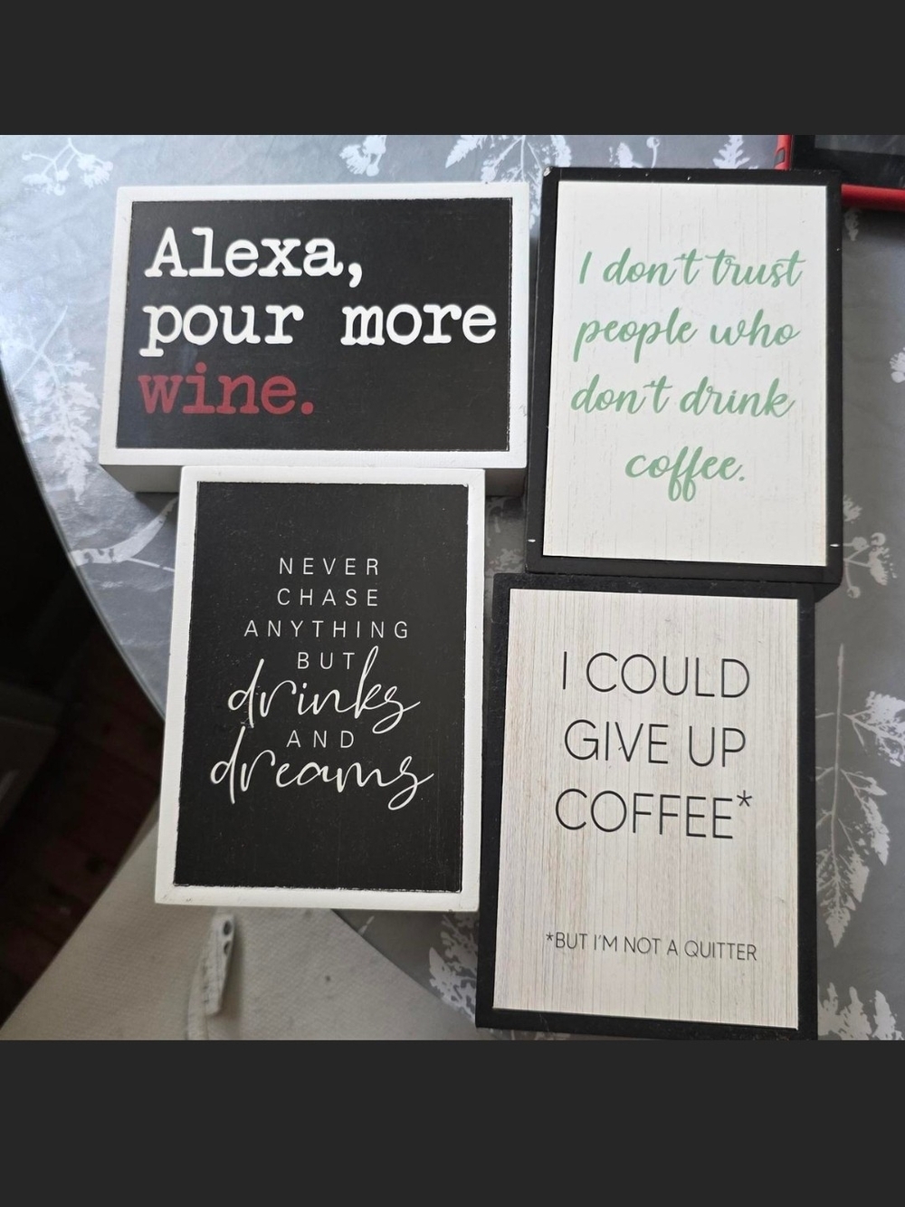 Set of 4 Decorative Coffee & Wine Signs